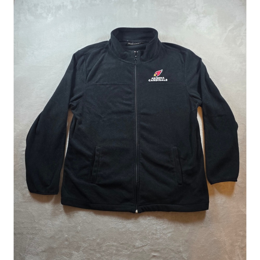 Arizona Cardinals Jacket Mens XL Black Full‎ Zip Fleece Pockets Dunbrooke NFL